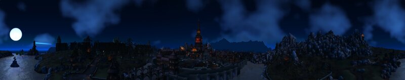 Panoramic Cityscape at Night — Blue, Dark, Serene