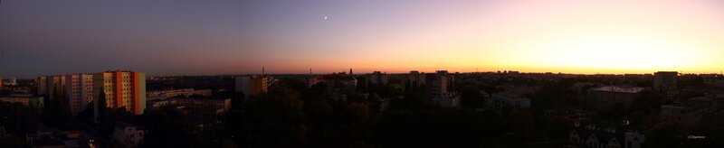 Panoramic cityscape at sunset