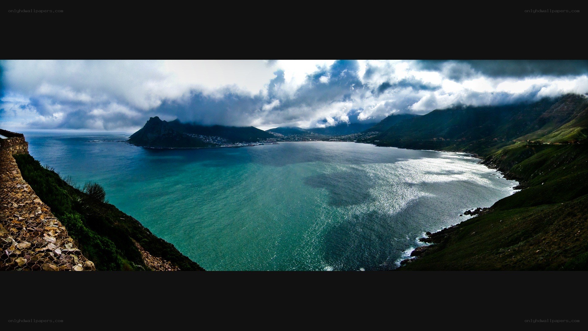 Panoramic coastal bay view
