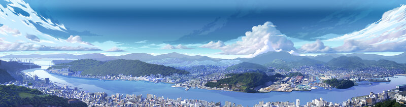 Panoramic coastal cityscape