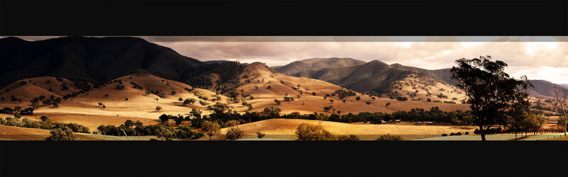 Panoramic landscape of rolling hills