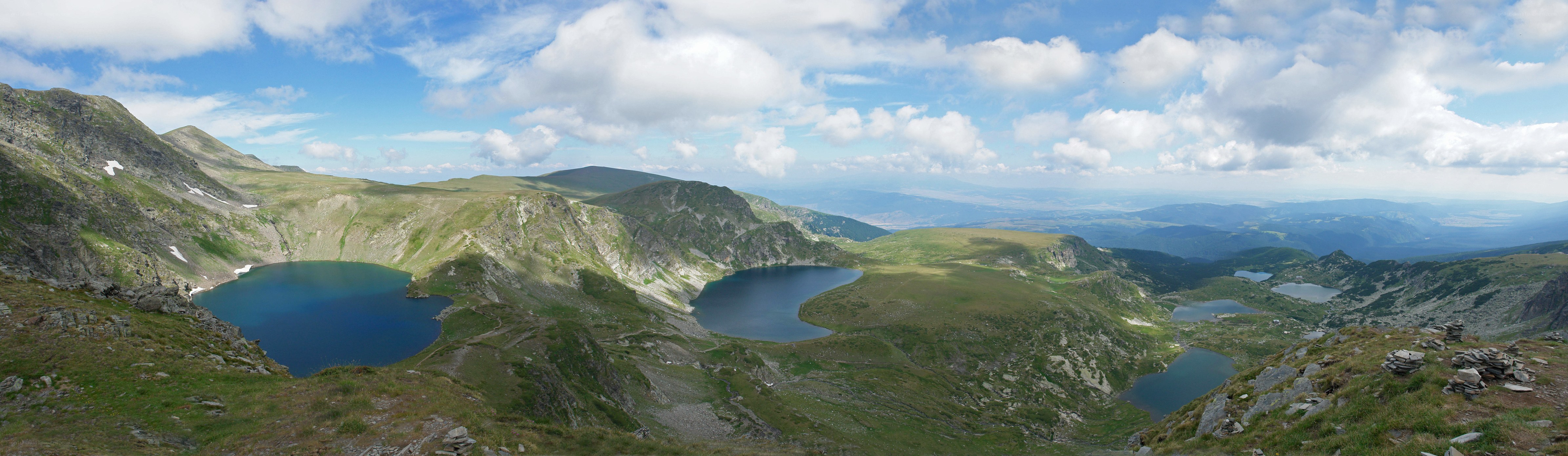 Panoramic mountain lake view