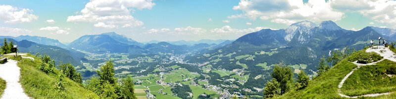 Panoramic mountain valley view
