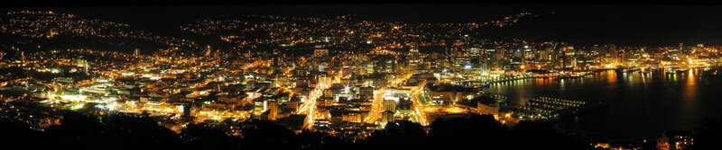 Panoramic night view of a city