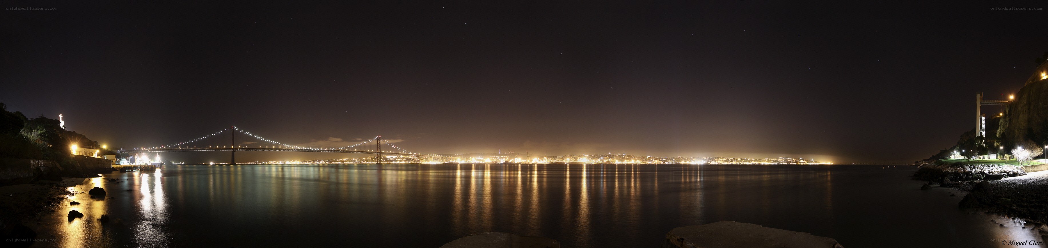 Panoramic night view of Lisbon