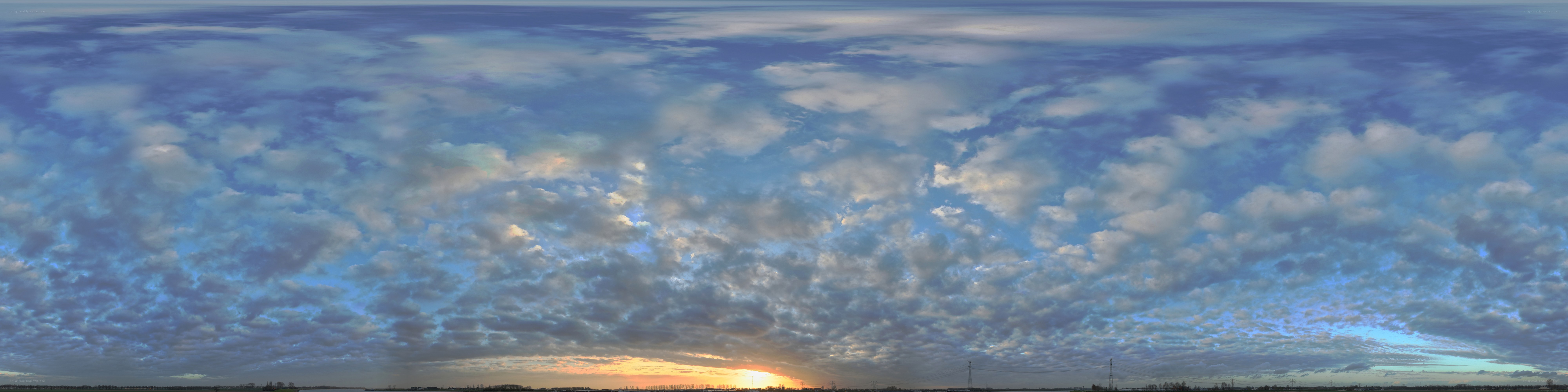 Panoramic sky with clouds at sunset