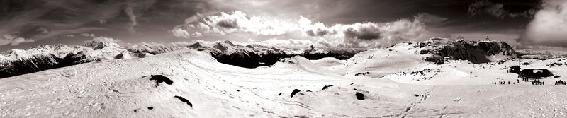 Panoramic snow-covered mountain landscape