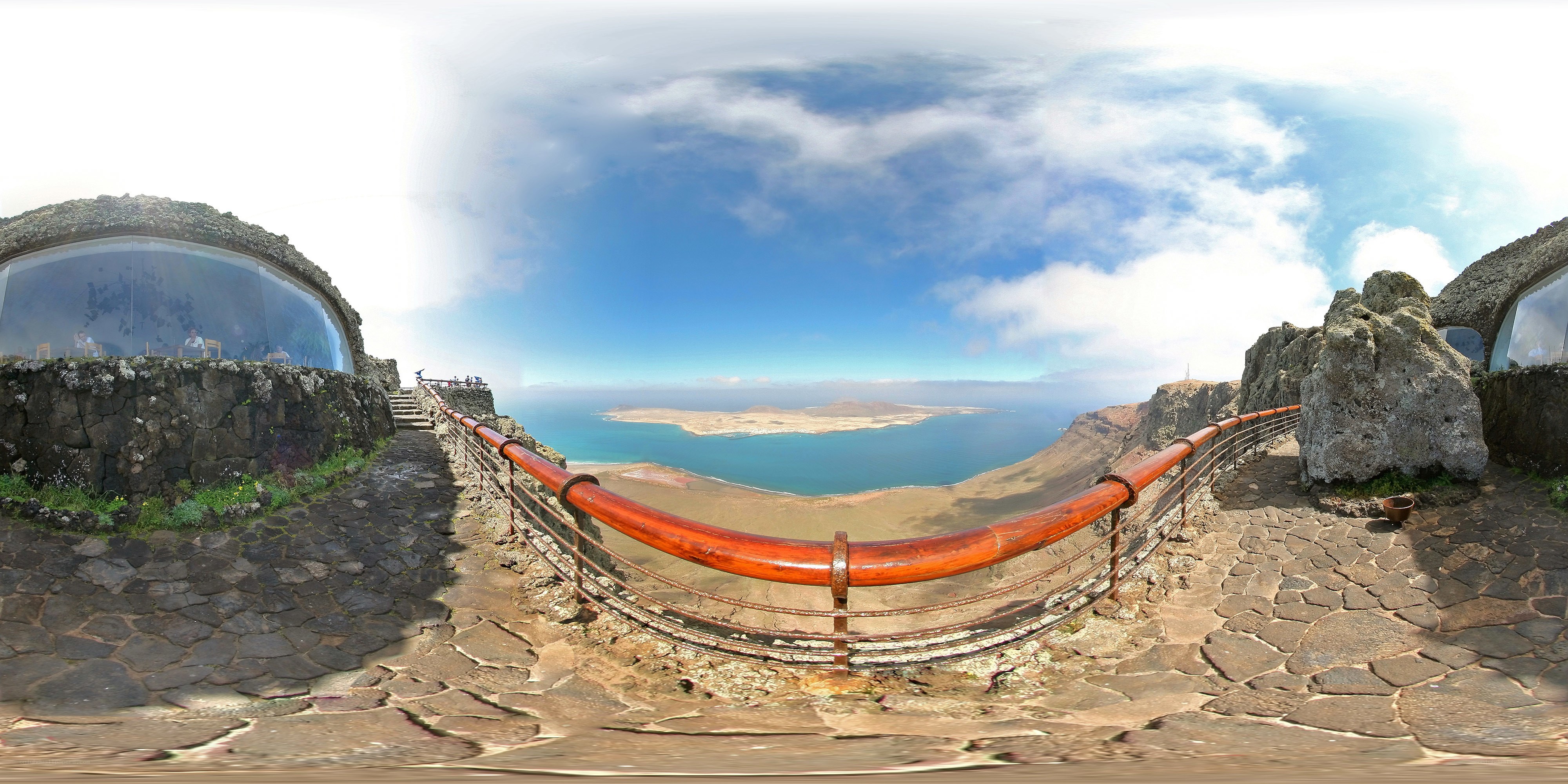 Panoramic view from volcanic island