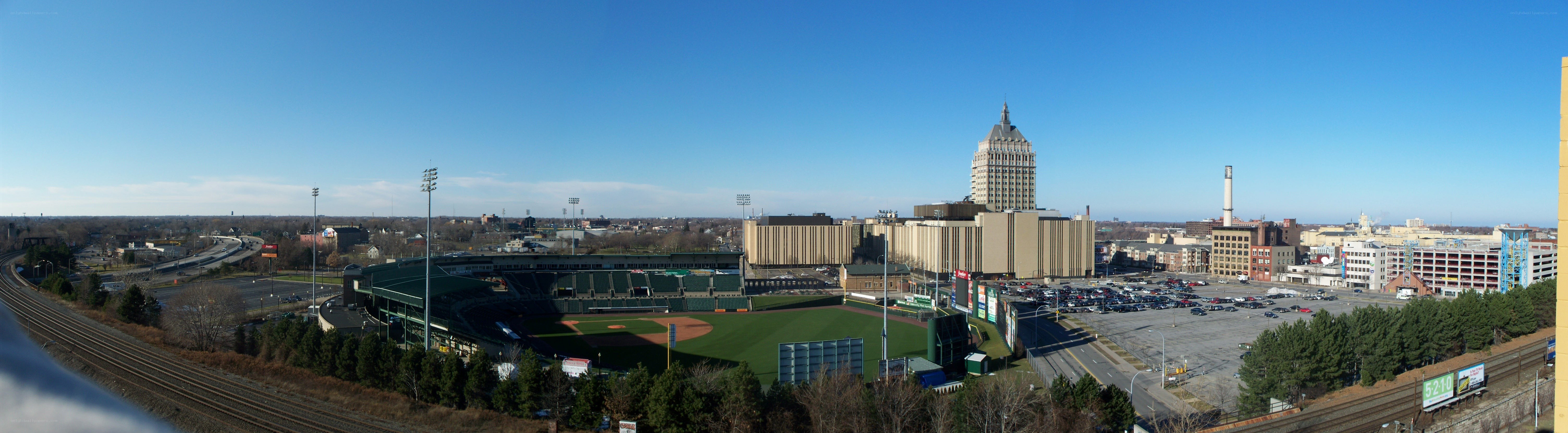 Panoramic view of a baseball stadium