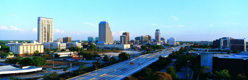 Panoramic view of a city skyline
