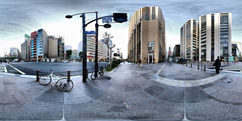 Panoramic view of a city street