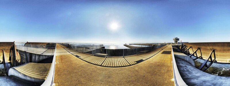 Panoramic view of a coastal barrier