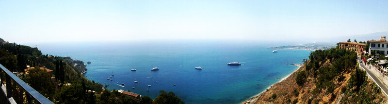 Panoramic view of a coastal bay