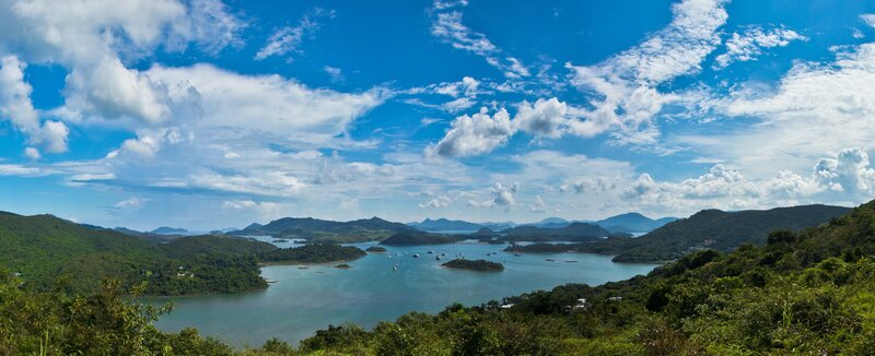 Panoramic view of a coastal bay