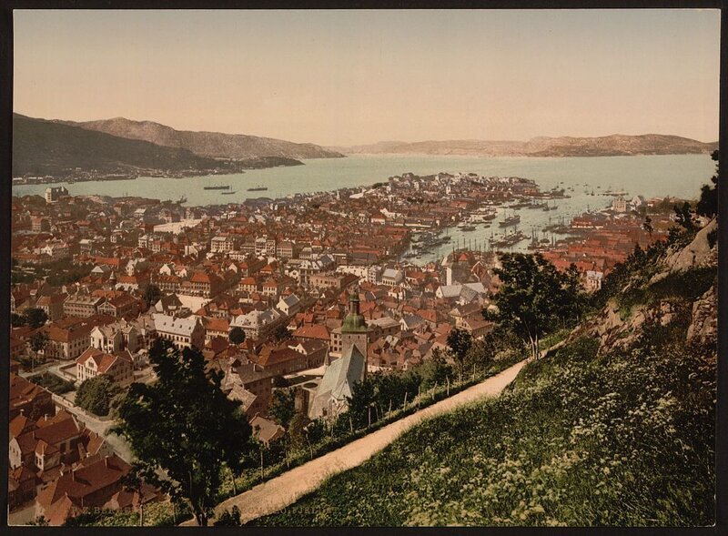 Panoramic view of a coastal city