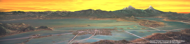 Panoramic view of a coastal city