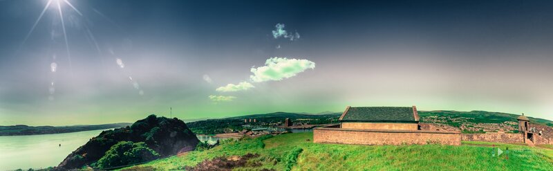 Panoramic view of a coastal fortress