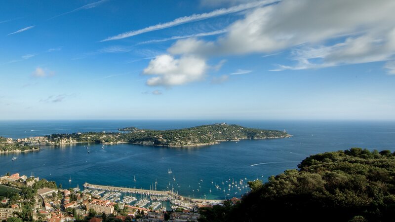Panoramic view of a coastal town