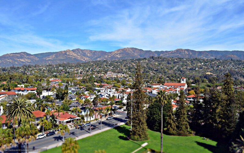 Panoramic view of a coastal town