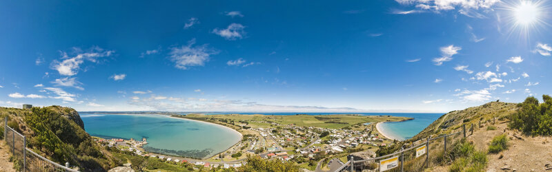 Panoramic view of a coastal town