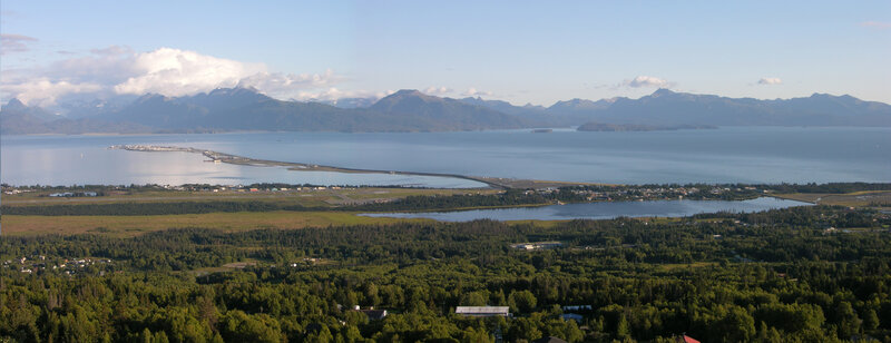 Panoramic view of a coastal town