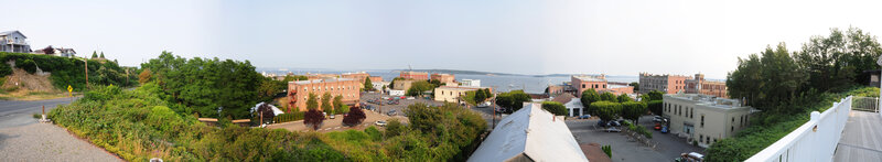 Panoramic view of a coastal town