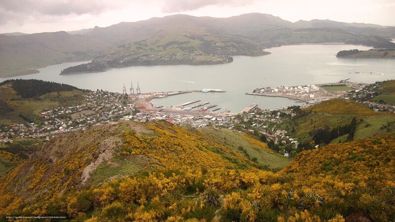 panoramic view of a coastal town