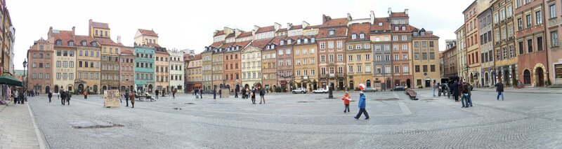 Panoramic view of a European square