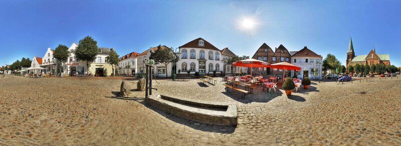 Panoramic view of a European town square