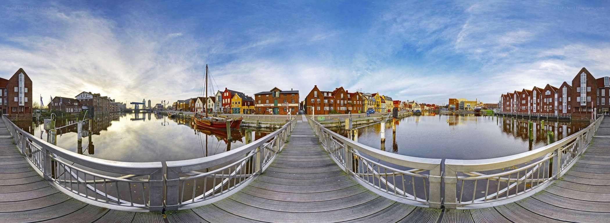 Panoramic view of a harbor