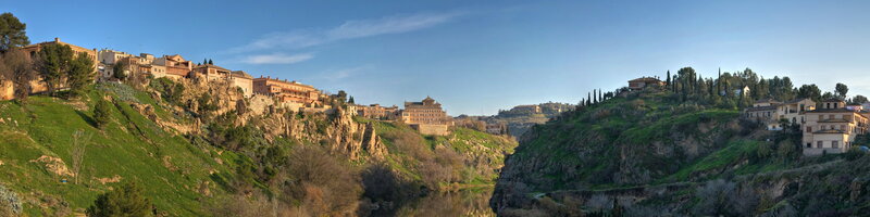 Panoramic view of a hillside town