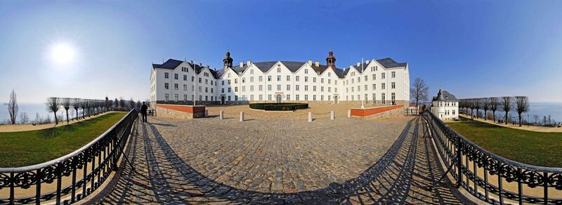 Panoramic view of a historic building