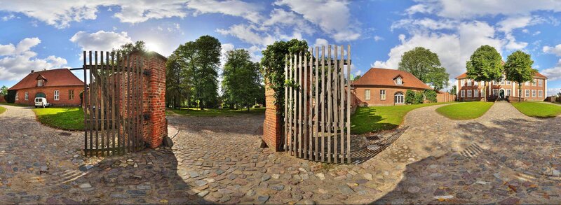 Panoramic view of a historic estate