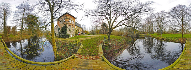Panoramic view of a historic estate