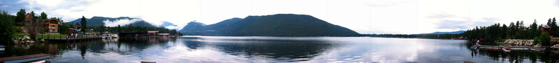 Panoramic view of a lake and mountains