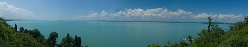 Panoramic view of a large lake