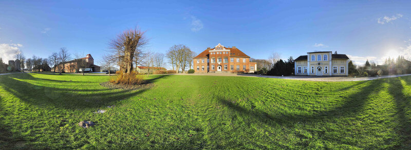 Panoramic view of a manor estate