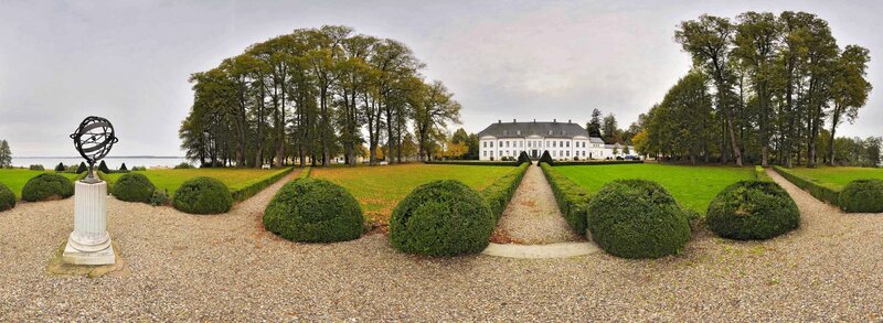 Panoramic view of a manor house