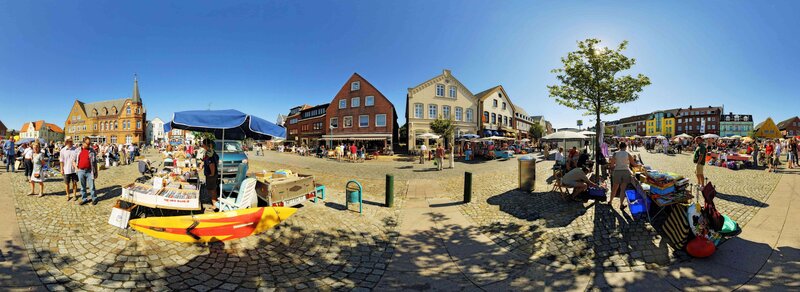 Panoramic view of a market square