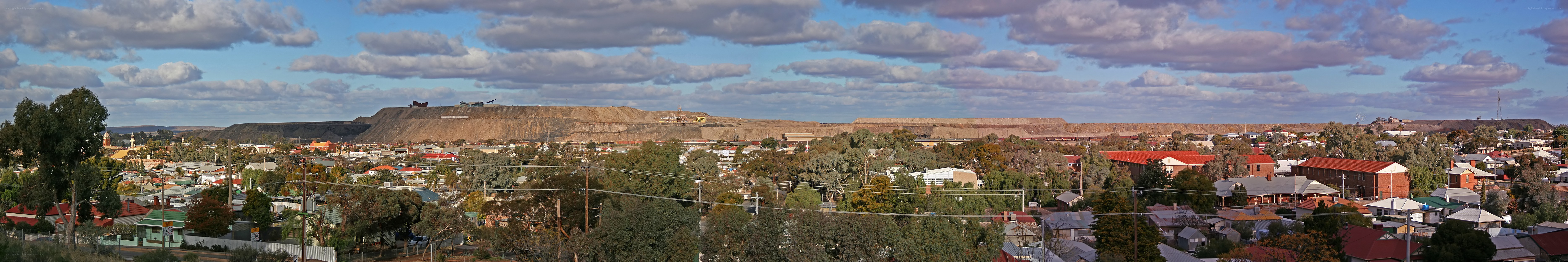 Panoramic view of a mining town