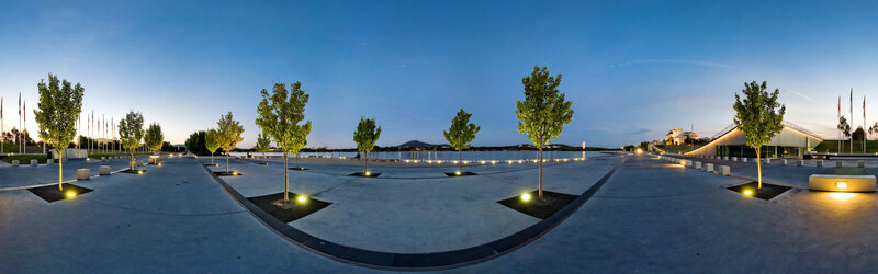 Panoramic view of a modern plaza