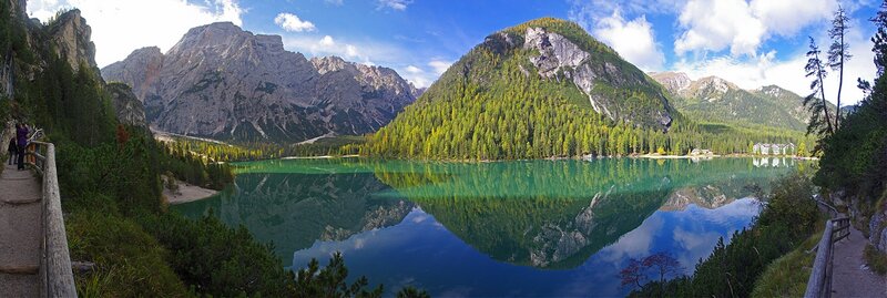 Panoramic view of a mountain lake