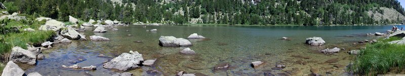 Panoramic view of a mountain lake