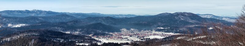 Panoramic view of a mountain village