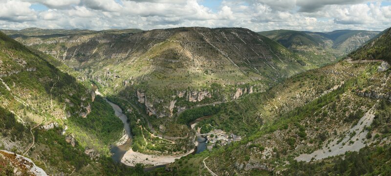 Panoramic view of a river canyon