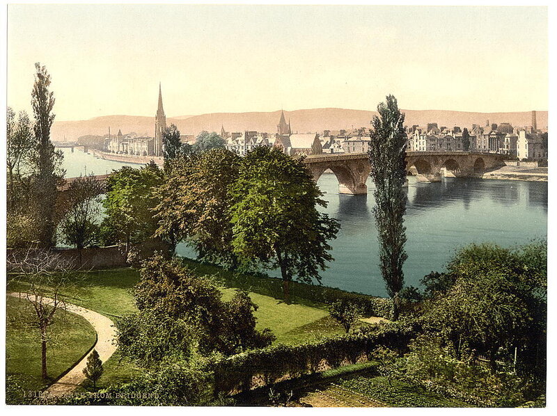 Panoramic view of a river city