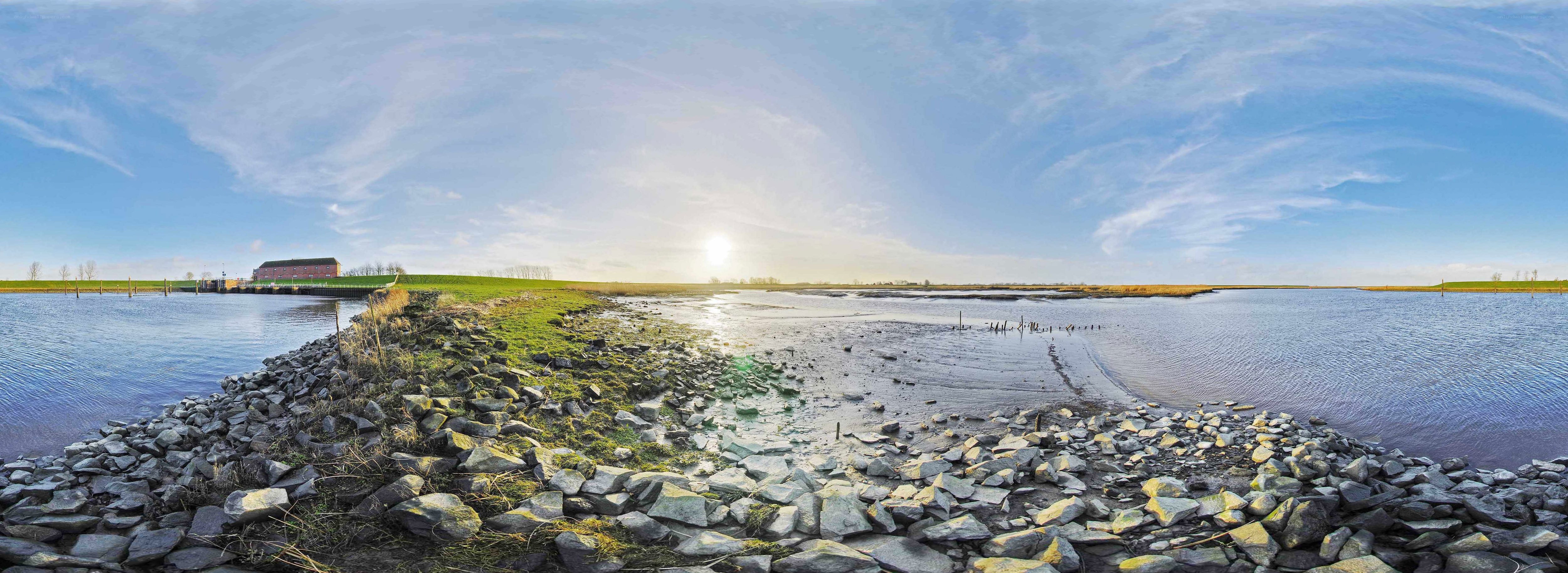 Panoramic view of a river delta