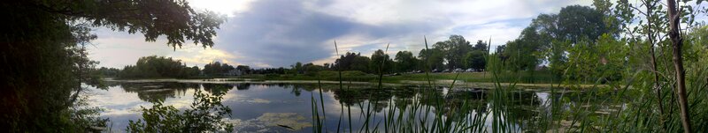 Panoramic view of a serene lake