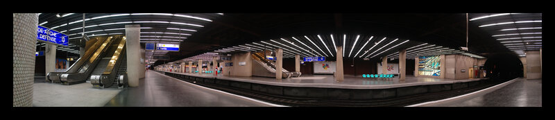 Panoramic view of a subway station