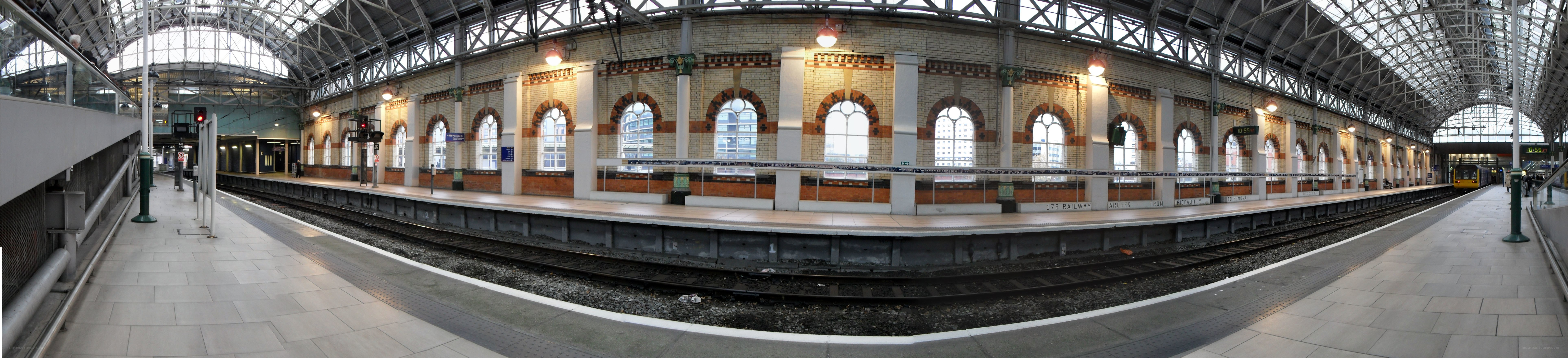 Panoramic view of a train station